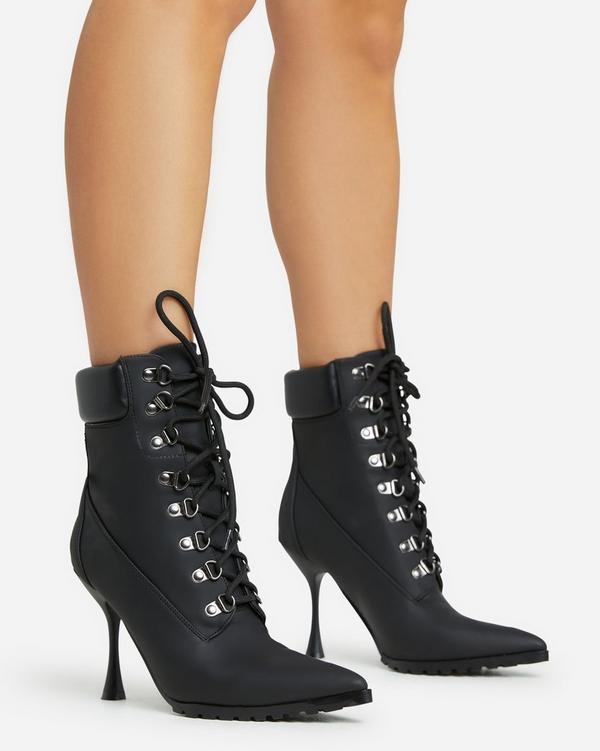 Lace up hot sale pointed ankle boots