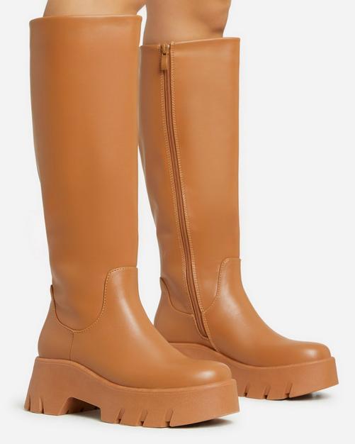  Platform Tight High Boots for Women Fashion Casual Leather  Splicing Round Toe Chunky Low Heel Over the Knee High Boots Outdoor  Non-Slip Warm Stretchy Winter Dress Tall Boots : Clothing, Shoes