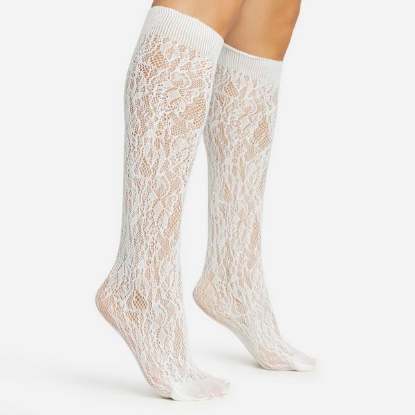 Footless Tights In White Lace