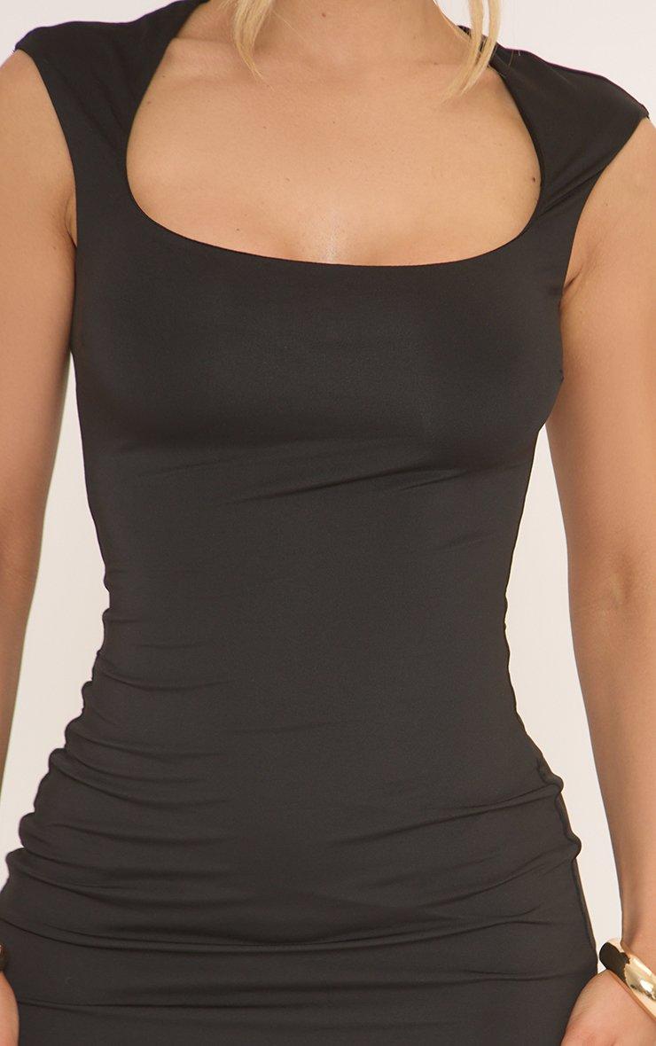 black slinky ring detail square neck bodycon dress Black Bodycon Cutout Dress With Square Ring Detail UK6/XS / Black main image 0