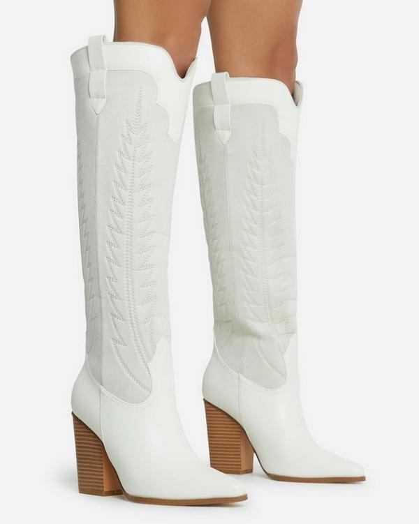 White knee high western hot sale boots