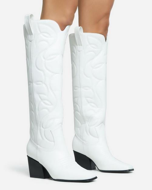 White Boots for Women, White Heeled Boots