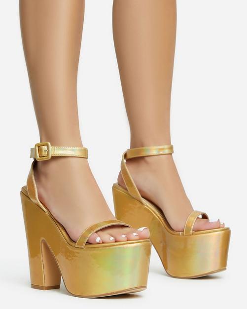 Sanga Gold Metallic Strappy High Heel Sandals