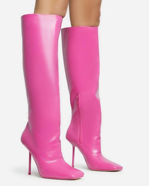 Flat pink boots sale