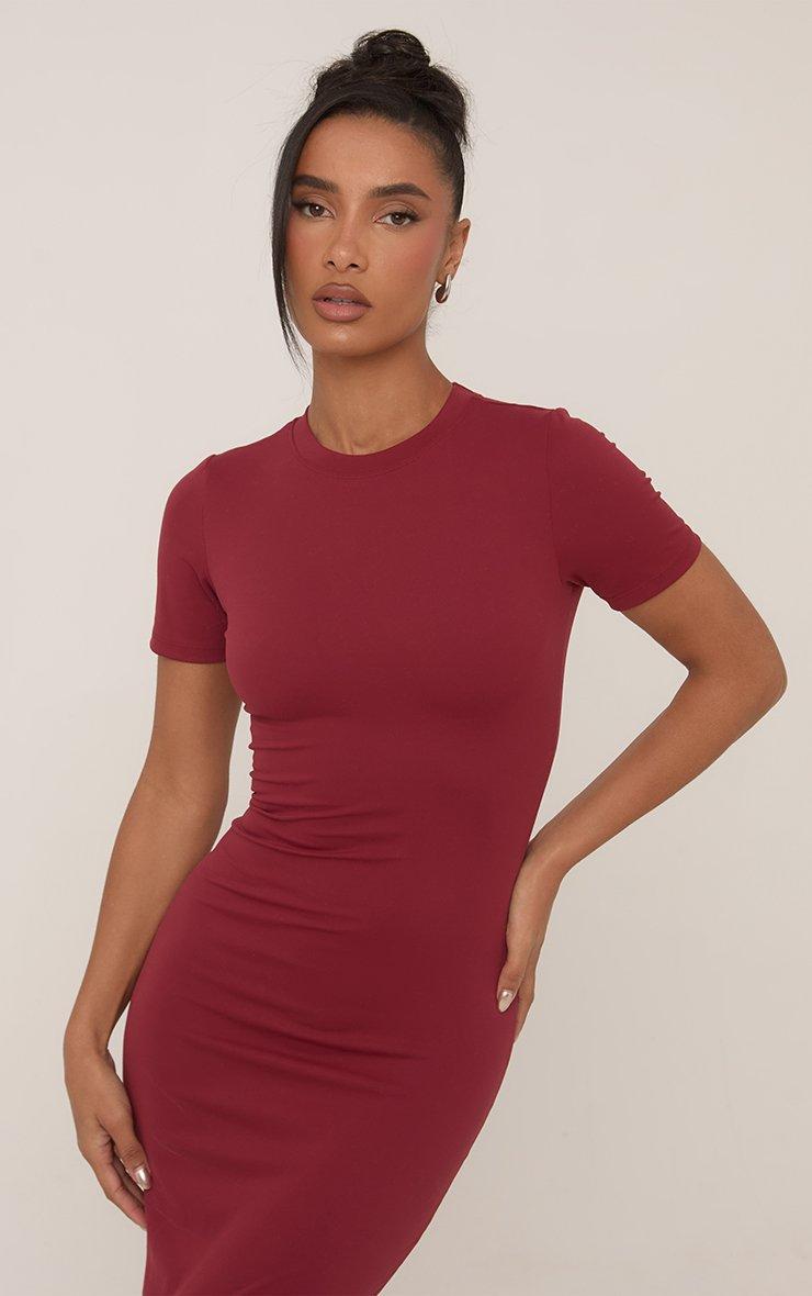 short sleeve bodycon maxi dress Katchme Plain Round Neck Short Sleeve Bodycon Maxi Dress