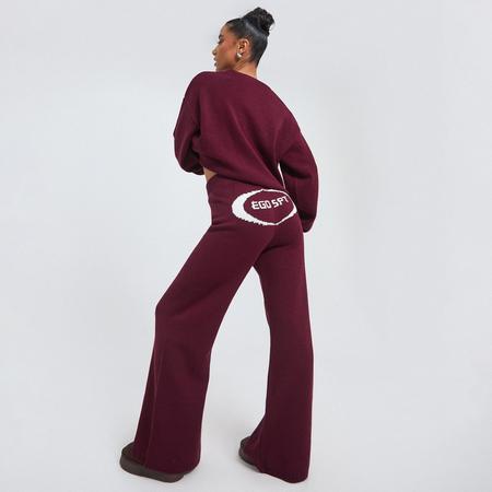 High Waist Wide Leg Trouser In Burgundy Knit, Women's Size US