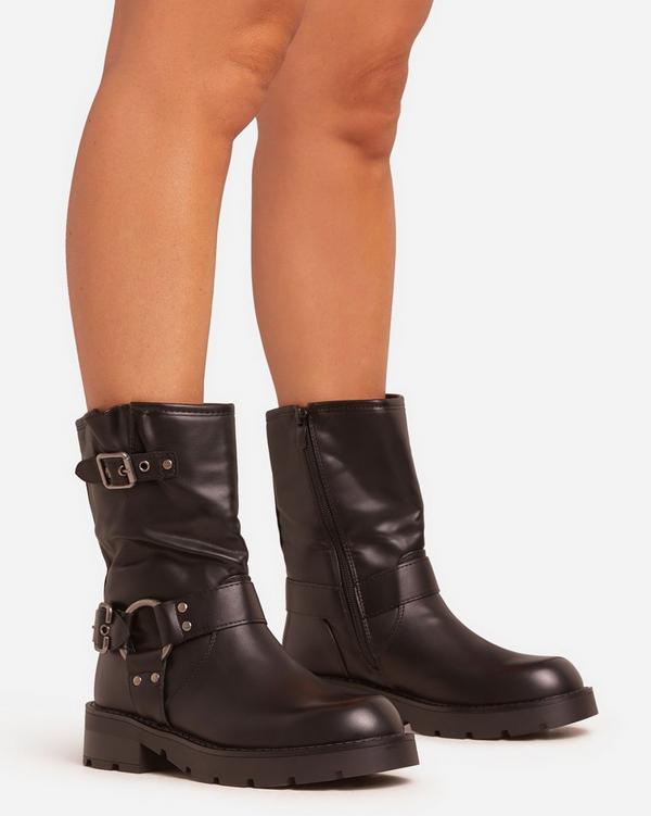 Faux leather biker boots sales