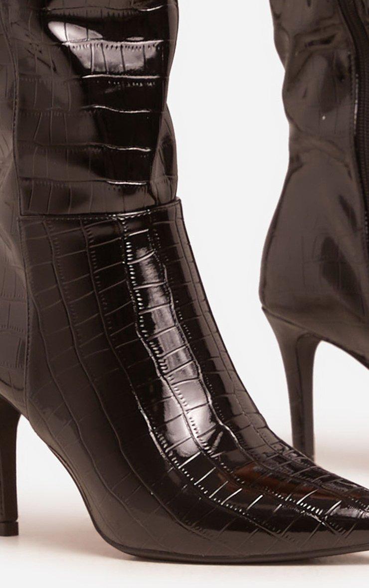 Croc Print Boots Pointed Toe