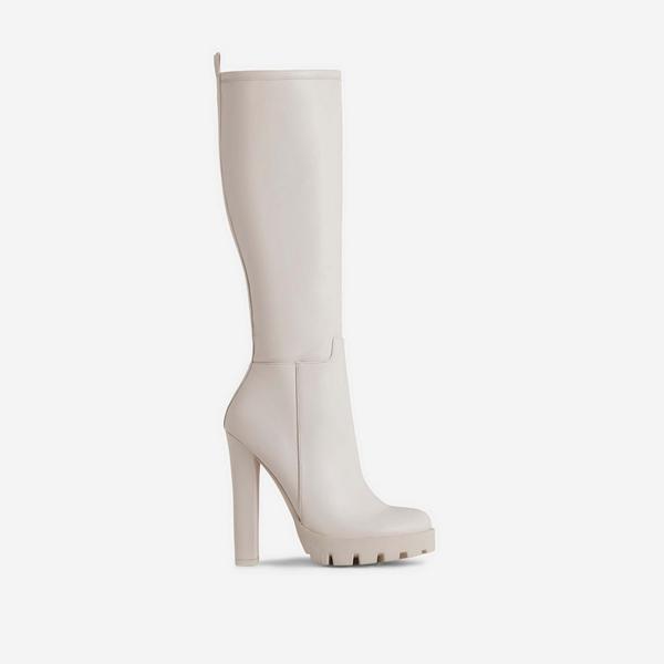 cream chunky platform boots