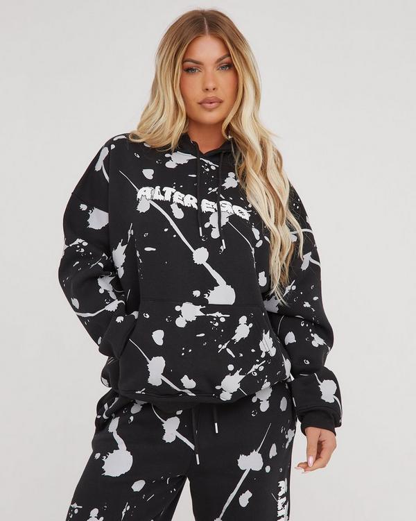 Slogan Printed Oversized Hoodie And Legging Set