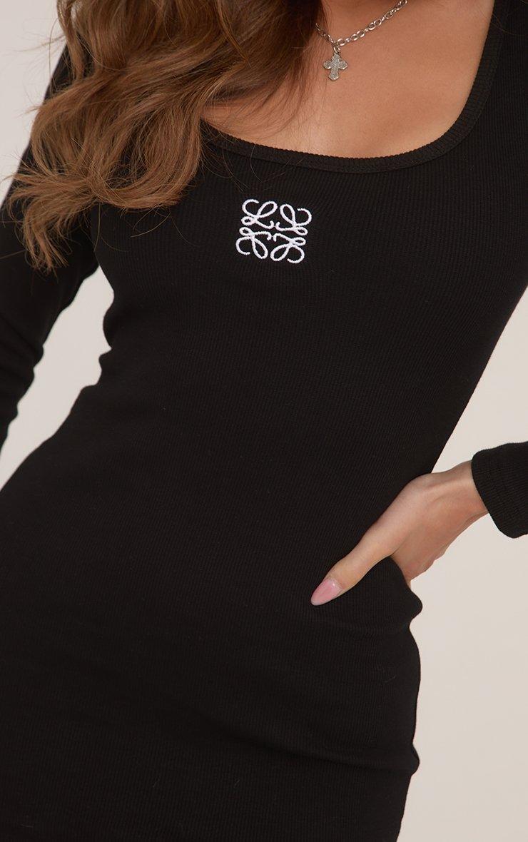 princess polly baby blue dress Rowin Long Sleeve Cut Out Mini Dress Black main image 1