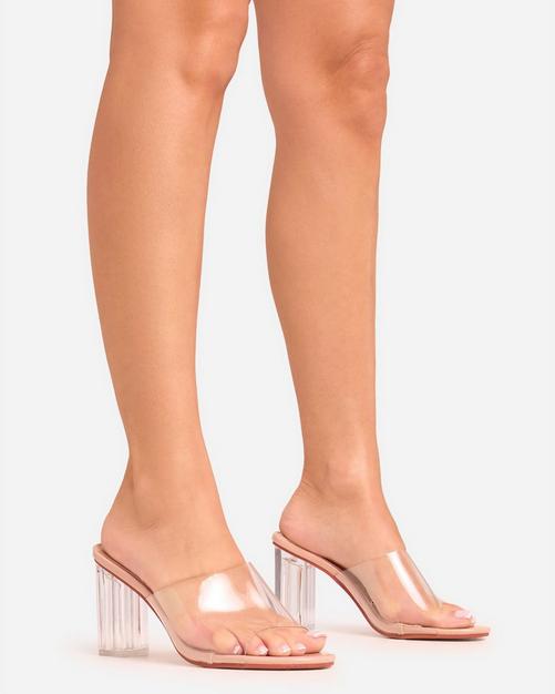 Small clear block heels online