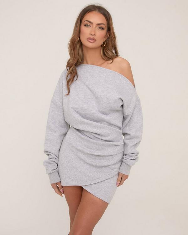 Off the shoulder long sweater dress deals
