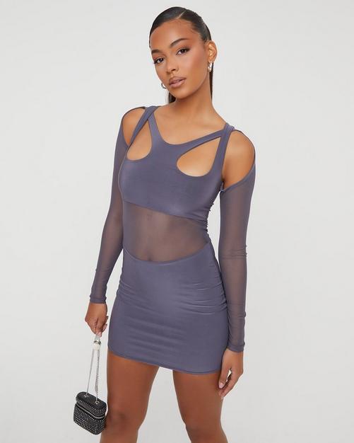 Fabletics Black Tropez Mesh Panel Cut-Out Strappy Racerback Dress XS  Retails $90