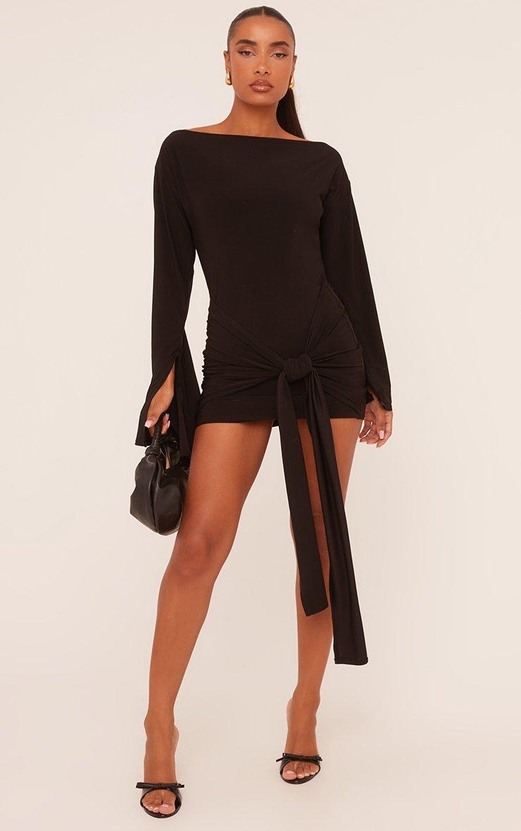 black long sleeve bodycon dress Delray in Lycra Great for any cup size Black Bodycon Long Sleeve Square