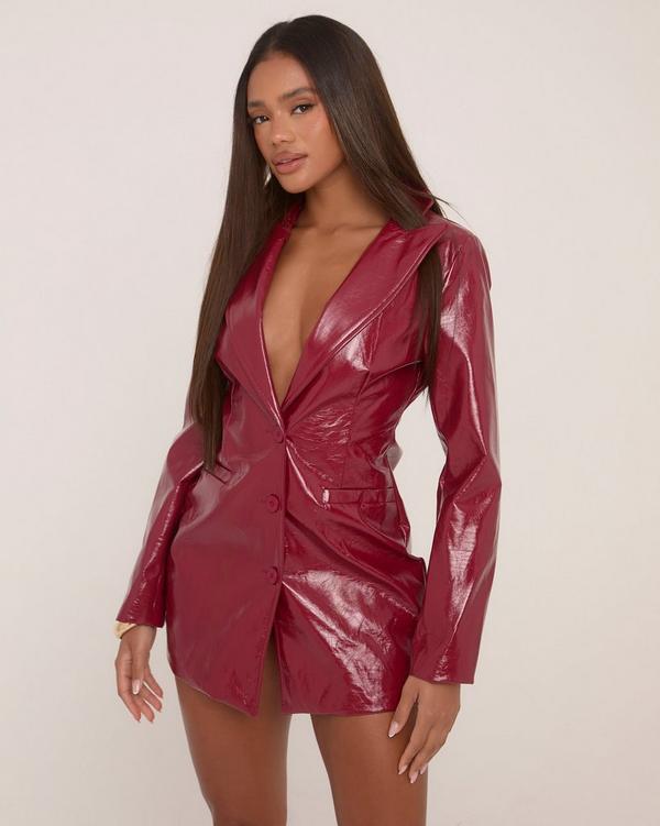 Red leather blazer dress hot sale