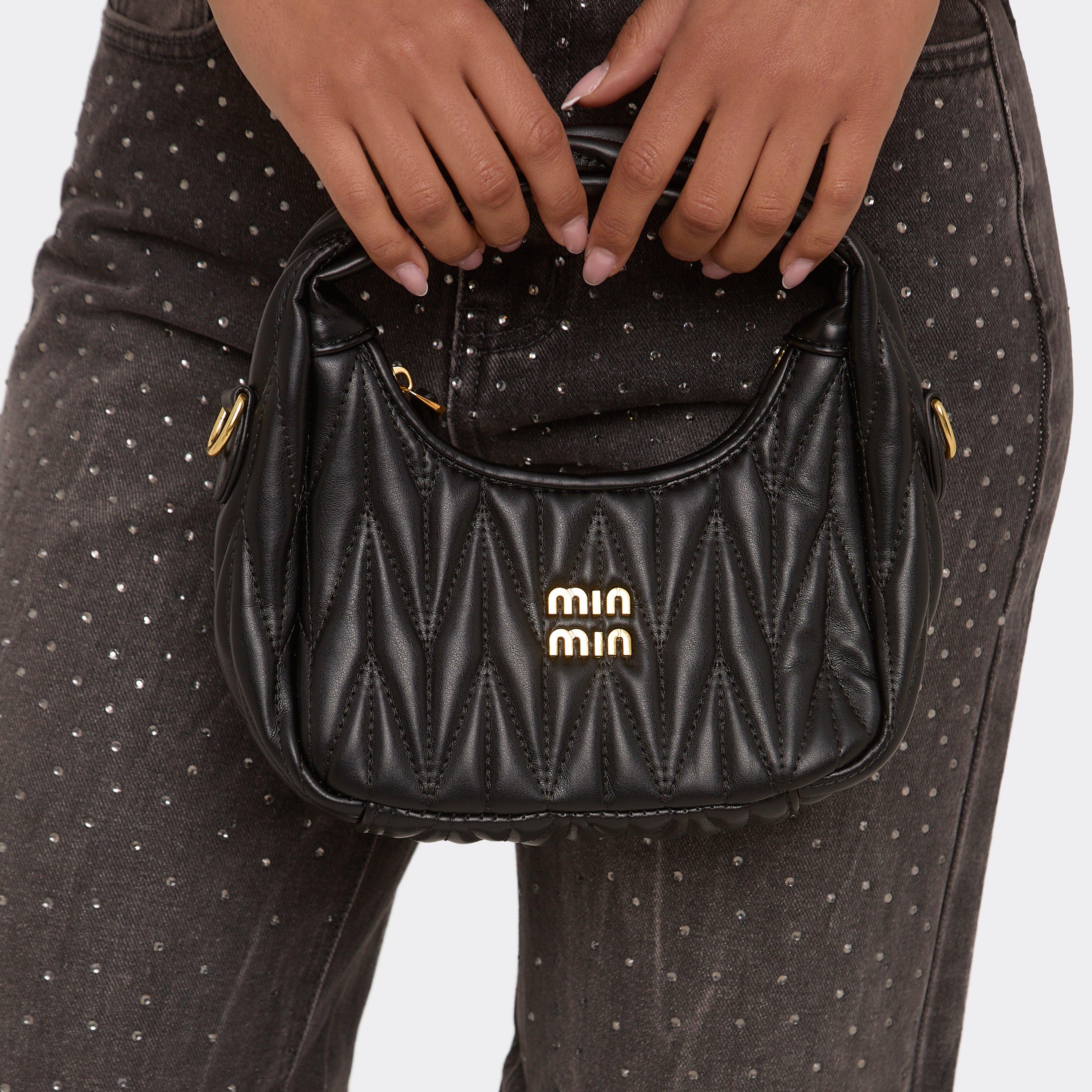 Sierra Quilted Logo Detail Shaped Grab Bag In Black Faux Leather, Women's Size UK One Size