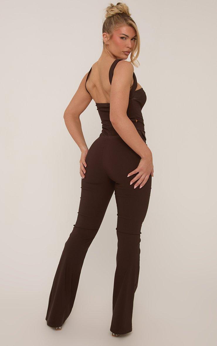 Brown Floral Spaghetti Strap Jumpsuit With Square Neckline main image 1