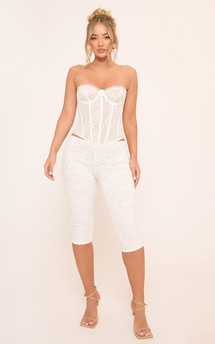 レッグウェア Nodress White Lace Short Leggings レッグウェア