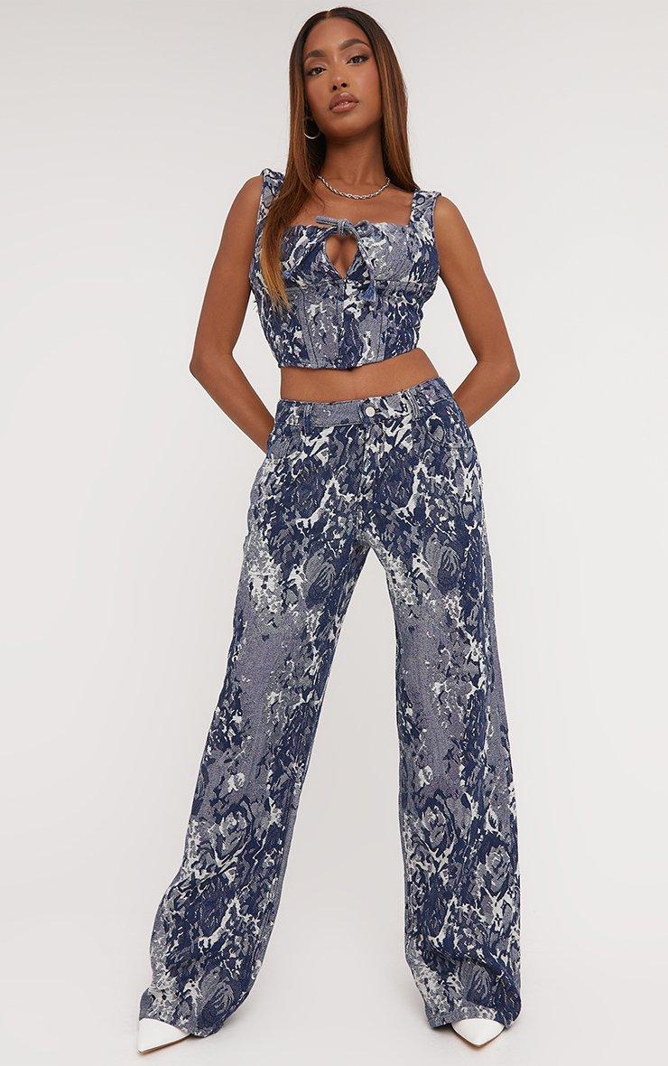 BOTANICAL JACQUARD CUTOUT CAMITOP｜FETICO ETOSELL Women's Square Neck Tank Top Slim Fitted Crop Top Trendy