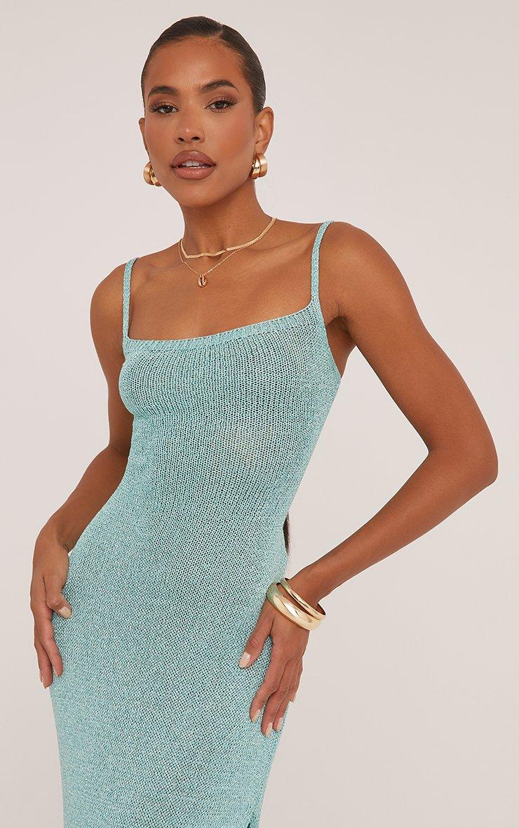 rsaku05　2/3個目 Square Neck Strappy Back Detail Split Leg Maxi Dress In Blue