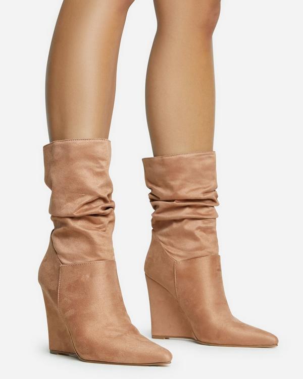 Nude wedge outlet booties