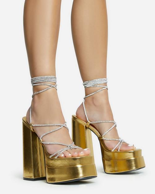 One inch 2024 gold heels