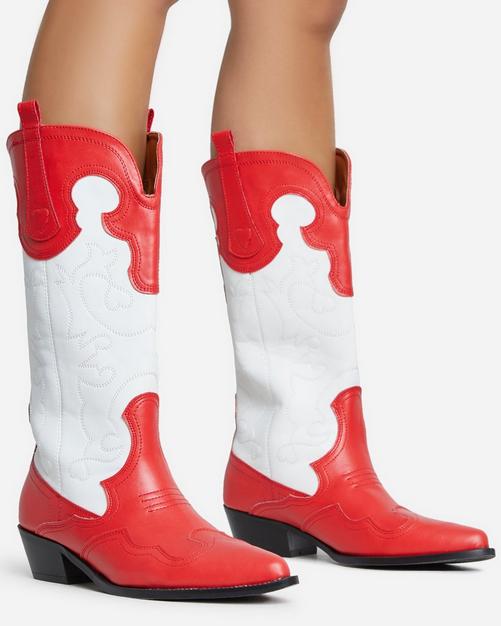 Barbados Cherry Red Mid Shaft Embroidered Western Boots