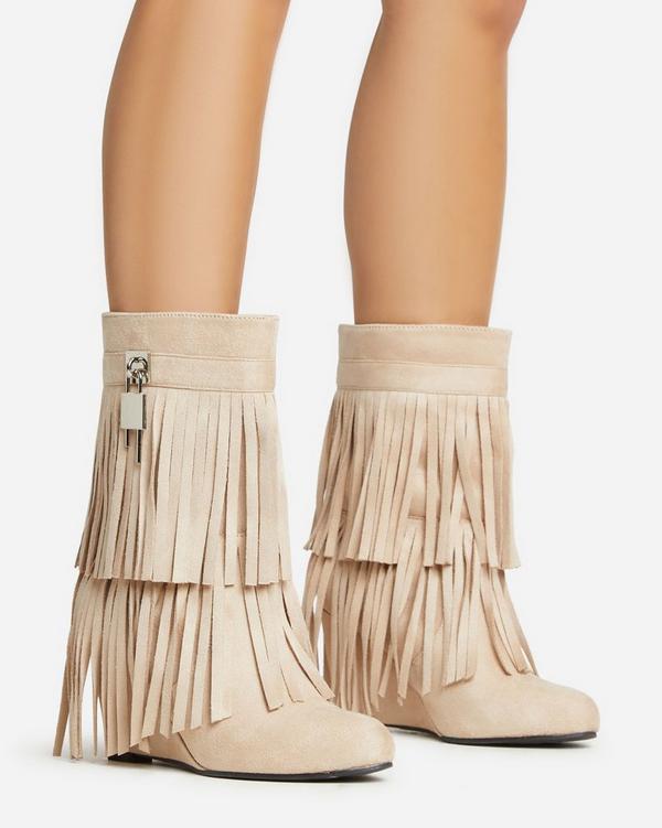 Fringe ankle hotsell boots suede