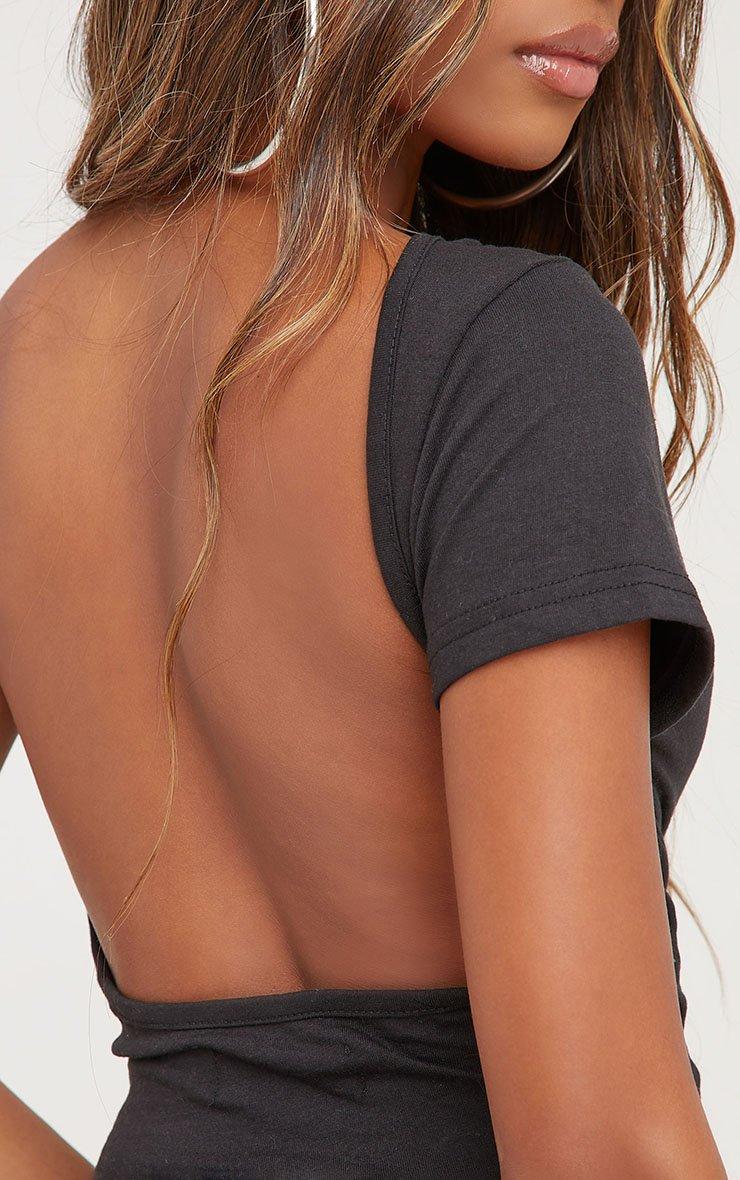 Crew Neck Cap Sleeve Backless T-Shirt In Black | EGO UK
