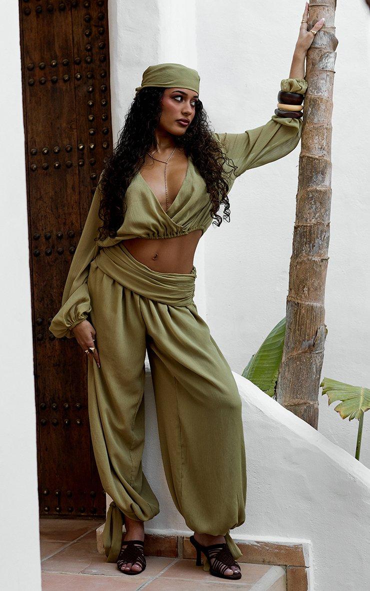 Cowl Neck Starfish Trim Top And Mini Skirt Co-Ord Set In Green