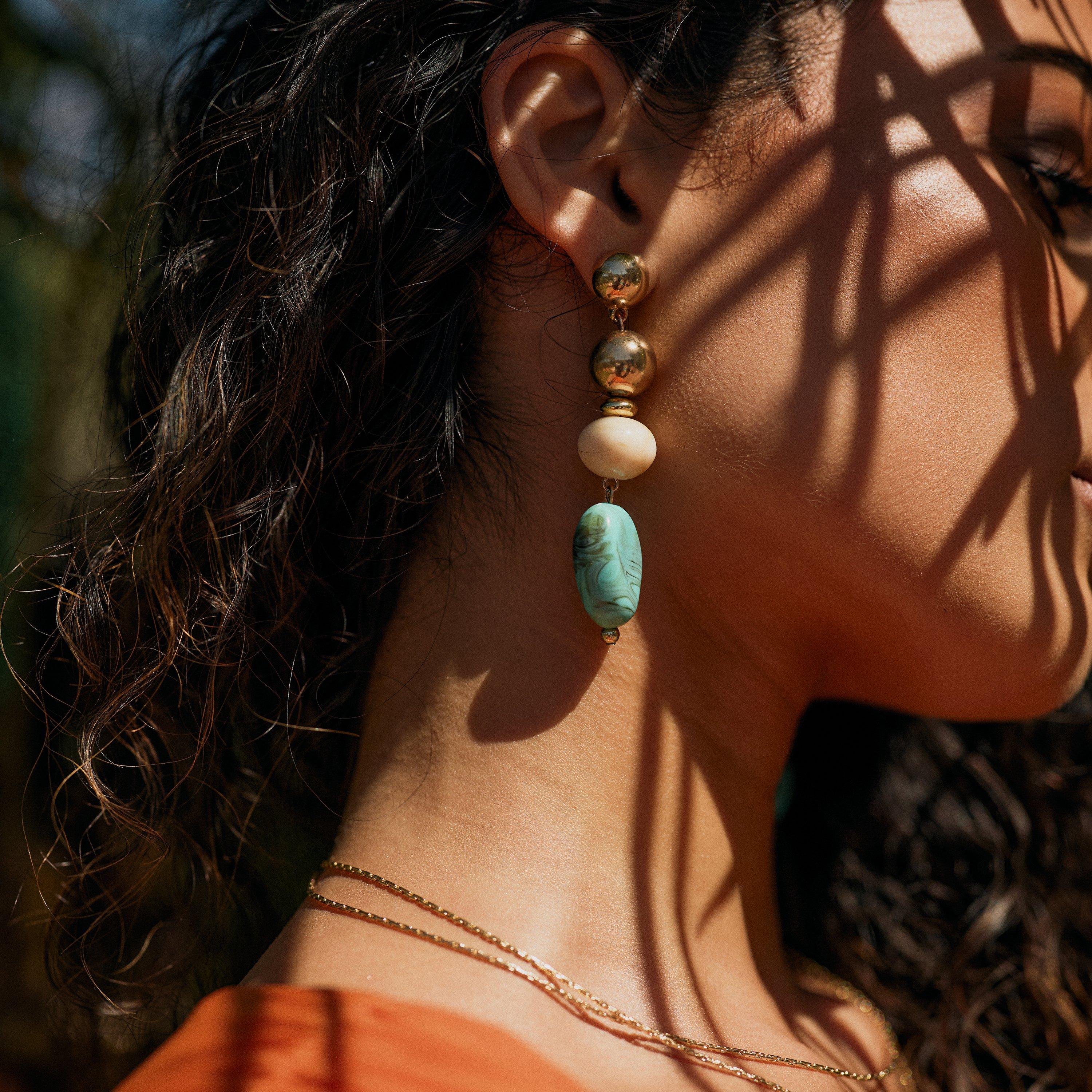 Gem Multi Stone Drop Earrings In Blue, Women's Size UK 0