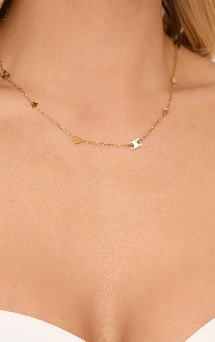 Colar Choker Pendentes Sereia E Strass Folheado A Ouro 18K