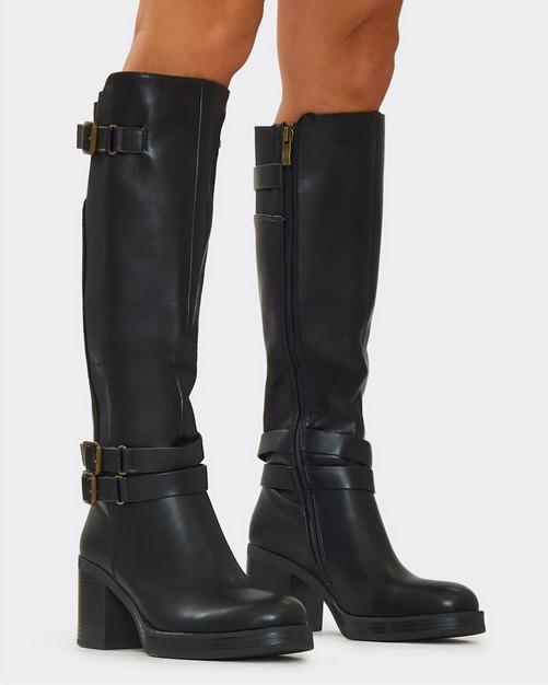 Dayton Double Side Buckle Pointed Toe Knee High Western Cowboy