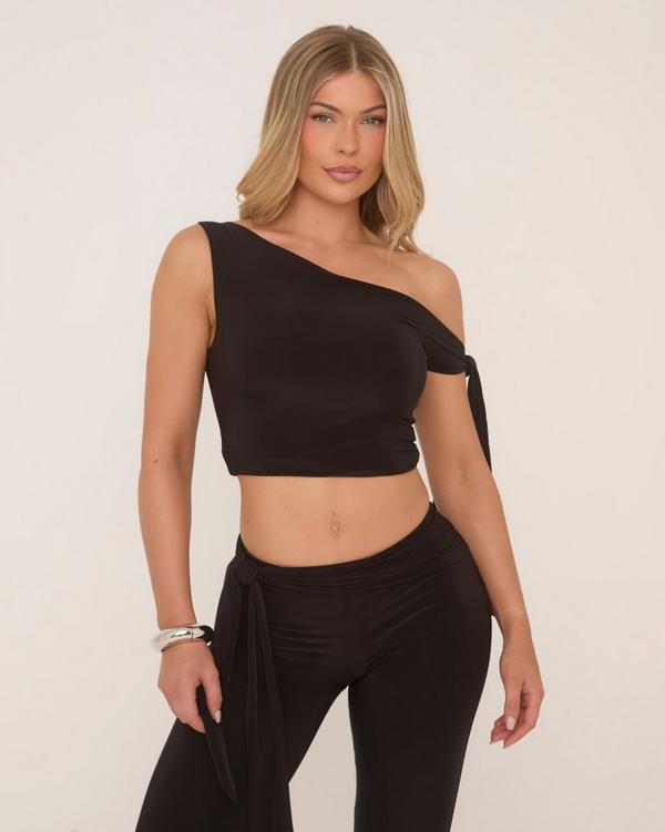 One strap black crop top online