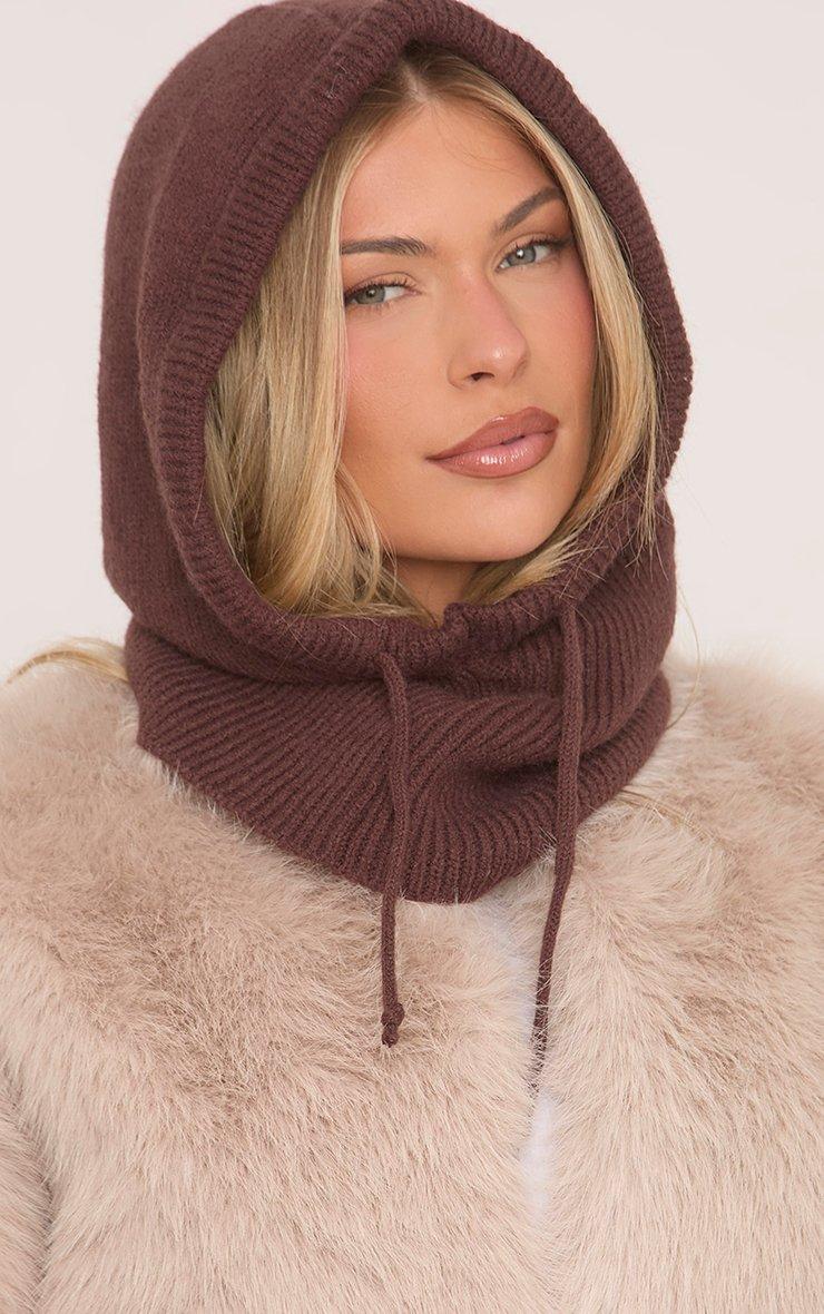 Hooded Snood In Brown Knit | EGO CA | EGO