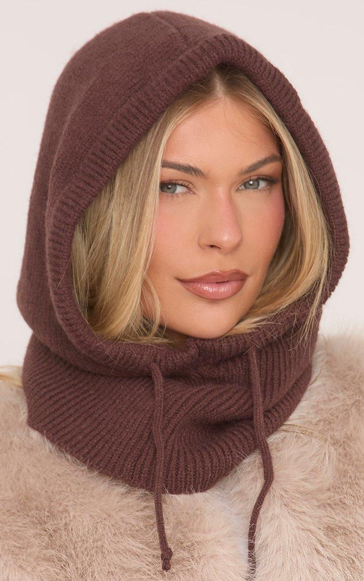 Hooded Snood In Brown Knit | EGO UK | EGO