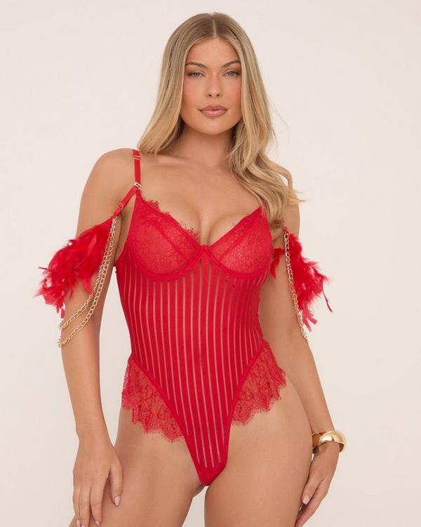 NWT TORRID STRAPPY STRAPS AND LACE BODYSUIT selling - red