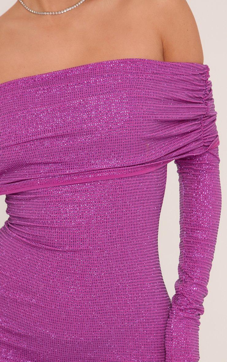 Bardot Long Sleeve Mini Bodycon Dress In Purple Glitter | EGO US | EGO