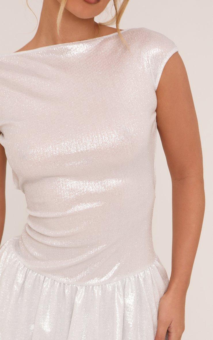 knee length dresses for ladies Aleta 1000 Metallic Short Sexy Gorgeous Beaded Cocktail Dress - Silver - Size 2 main image 0
