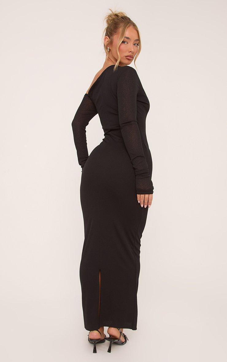 Long Sleeve Asymmetric Maxi Dress In Black Sheer | EGO Shoes Long Sleeve Asymmetric Maxi Dress In Black Sheer | EGO Shoes