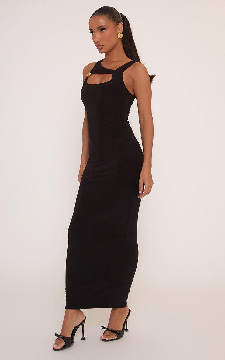 fitted lace wedding dress Leset Lauren Sleeveless Turtleneck Maxi Dress | Black | Size XL main image 0