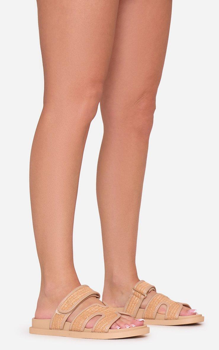 Maximum Thong Padded Strap Platform Wedge Sandal In Beige