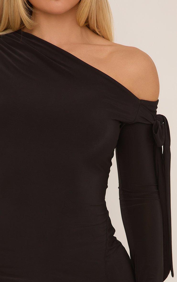 fitted lace wedding dress Cosmos Black Asymmetric Long-Sleeve Split Maxi Dress – Club L London