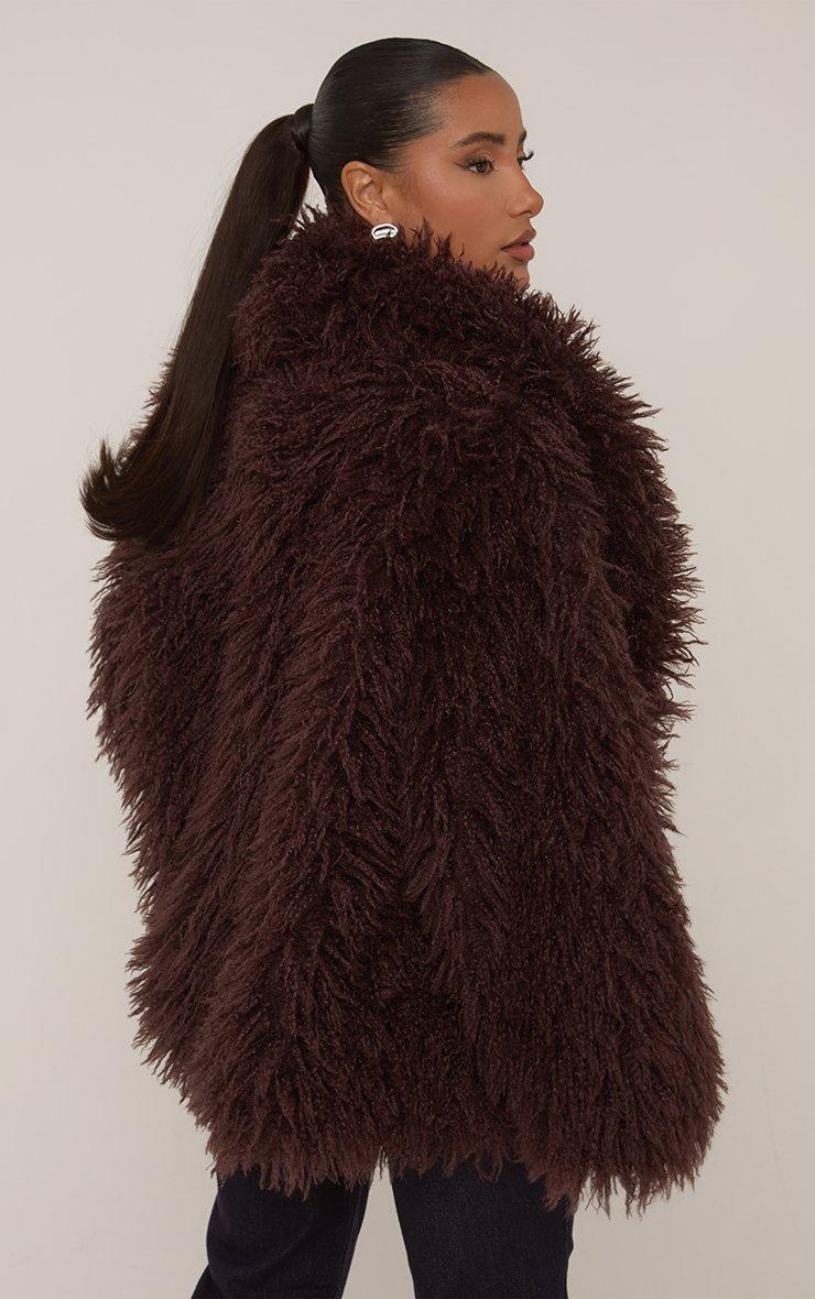 最安値！celon♡shaggy over sized short coat Oversized Collar Shaggy Coat In Brown Faux Fur | EGO US | EGO