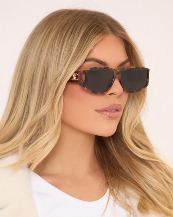 Side Logo Detail Chunky Sunglasses In Leopard Print