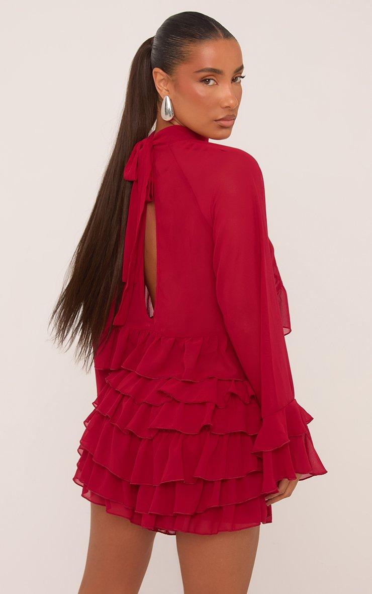 Low Rise Fitted Micro Frill Shorts In Red | EGO US | EGO