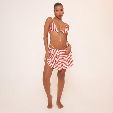Low Waist Tiered Rara Skirt In Red Stripe, Women's Size US