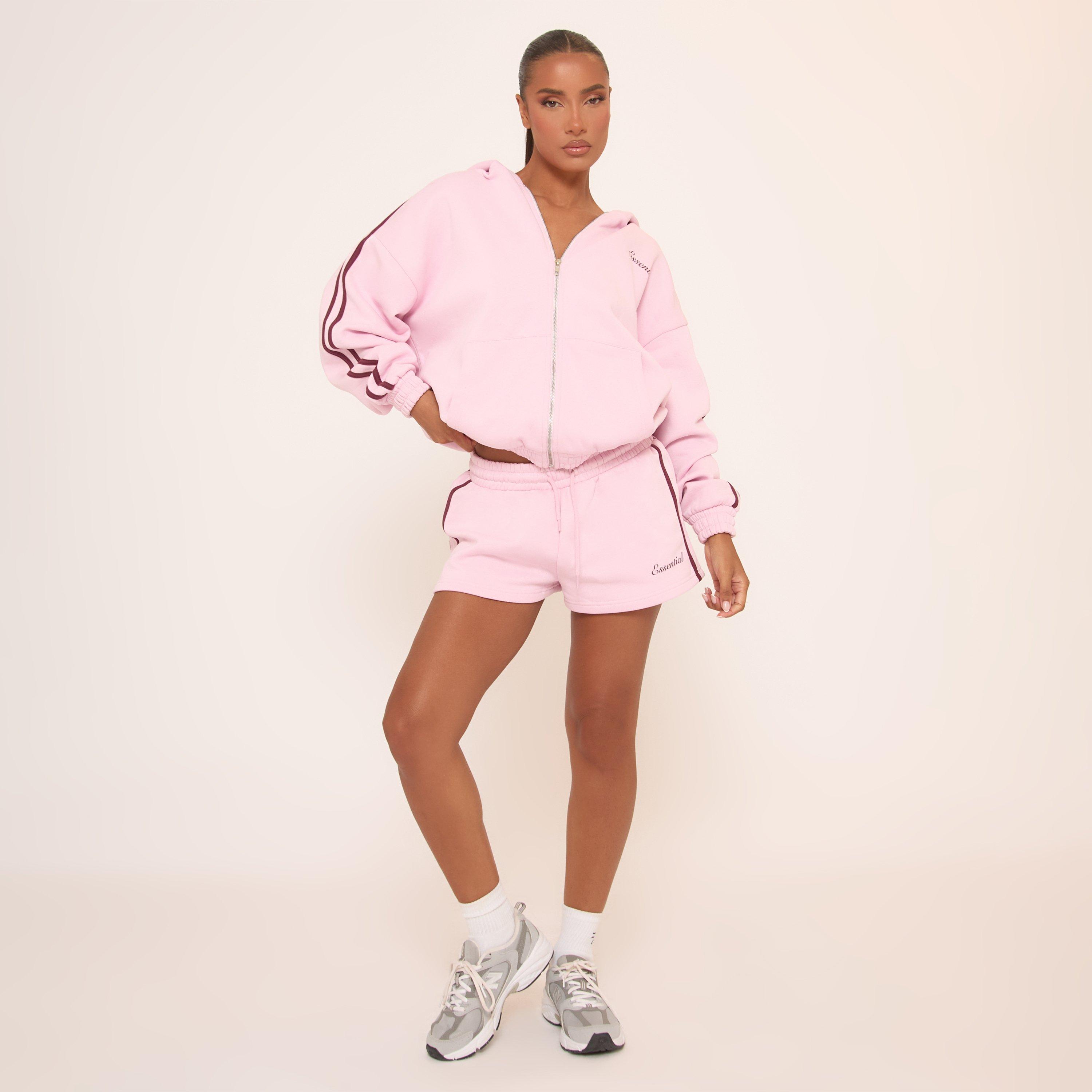 Contrast Side Stripe Mini Sweat Shorts In Pink, Women’s