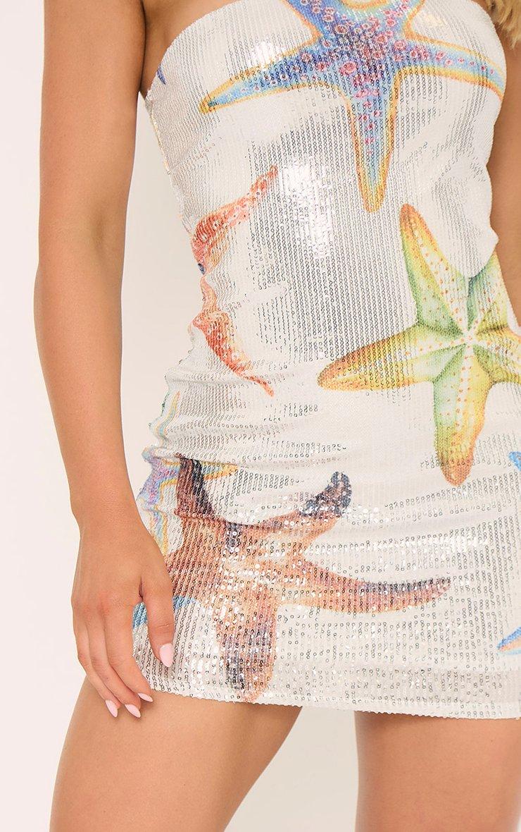 Bandeau Sequin Mini Dress In Multi Starfish Print | EGO US | EGO